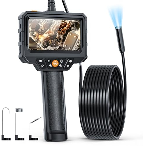 Industrial Endoscope, SGAINUL Endoscope Camera 4.3 Inch IPS Screen Digital Inspection Camera Waterproof Snake Camera Video Boroscope Camera with 6 LED Lights, Semi-Rigid Cable - 16.5ft