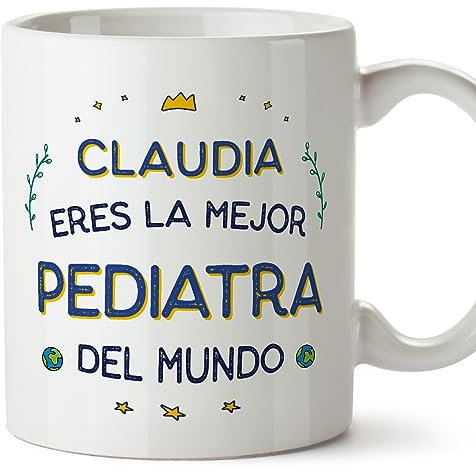 MUGFFINS Tazas Personalizadas para PEDIATRA mujer - En Español - Mejor del Mundo - 11 oz / 330 ml - Regalo Personalizable original y divertido