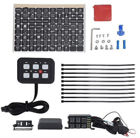 Kit Pannello di Controllo Interruttori, Pannello Interruttori a 6 Gruppi di relè Elettronico del Circuito di Controllo della Luce Multicolore per Camion Barche SUV