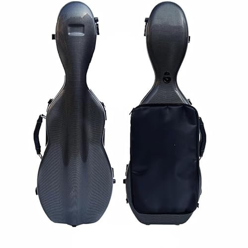 LANDTOM Violinenkoffer aus Kohlefaser für 4/4 und 3/4 Violinen, Rucksack mit doppelten Schultergurten, druckfest und verschleißfest, lufttransportierbarer Violinenkoffer mit Noten-Tasche, Schwarz