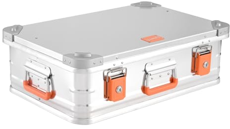 Alubox Alukiste abschließbar E39 - Premium Aluminium Lagerbox 39 Liter - Deckel mit Aluminium Druckguss Stapelecken und Gummidichtung - inklusive Schlösser