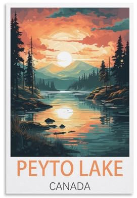 Peyto Lake Canada Vintage-Reiseposter, 20 x 30 cm, Leinwand-Kunst, Poster und Wandkunst, Bild, Druck, Schlafzimmer-Dekor