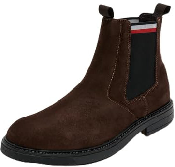 Tommy Hilfiger Uomo Stivaletti Chelsea in Pelle Scamosciata, Marrone (Cocoa), 40