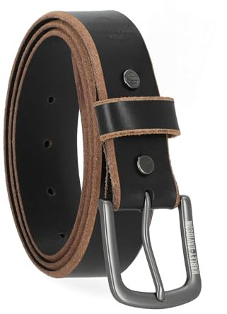 Harley-Davidson Herren-Ledergürtel, 38 mm, Schwarz (roher Rand), X-Large (42-44)