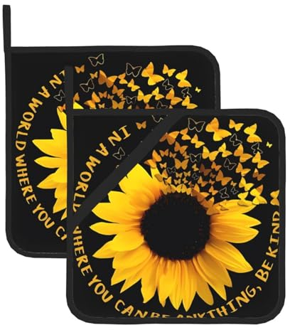 Trukd 2 presine con farfalla e girasole, per cucina, forno a microonde, barbecue, resistenza al calore