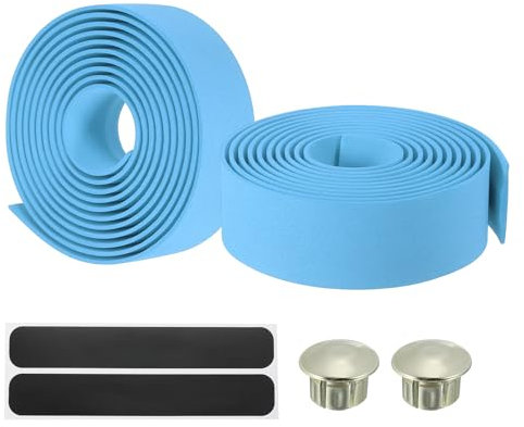 PATIKIL Nastro per Manubrio Bici, Pz2 Impugnatura in Eva Avvolge Nastro Antiscivolo per Barra Bicicletta con Tappi Terminali Agento per Biciclette da Corsa, Azzurro Cielo