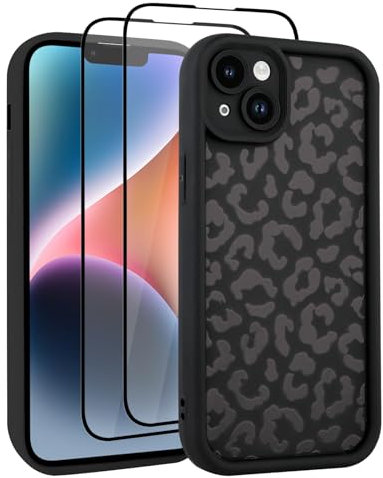 UZEUZA Compatible with iPhone 14 Case, Cheetah Print Shockproof Soft TPU Protective Case for Women Girls, Slim Anti Scratch Leopard Case for iPhone 14 6.1 Inch,Black