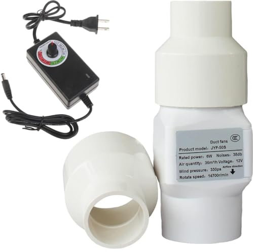 1 inch 25 mm Inline Extractor Duct Fan with Governor, 36 m³/h Air Flow Exhaust Fan Quiet Blower for Bathroom, Shoe cabinet, Grow Rooms, Doghouse, Motorhome, Attic,Yacht, 25mm