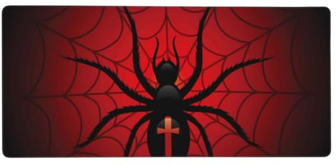 Mosytuky Großes Gaming-Mauspad mit Spider-on-Web-Muster, 40,6 x 90,2 cm, mit genähten Kanten, Laptop-Pad, wasserdichtes Mauspad für Büro und Zuhause