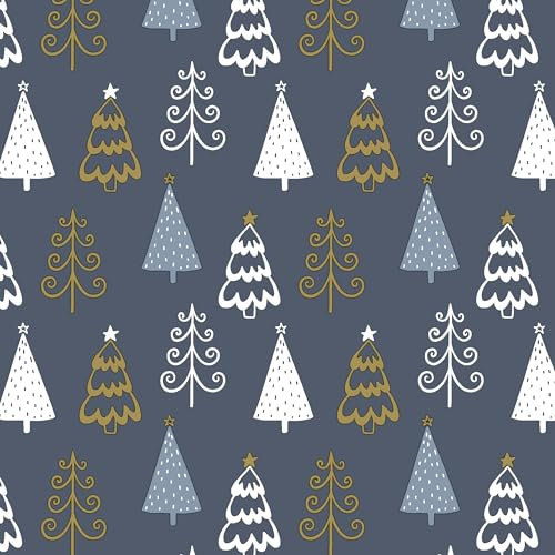 20 Servietten Weihnachtsbäume auf blau 24cm