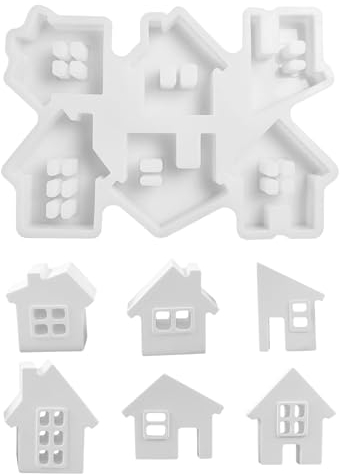Silikonformen Gießformen Häuser, Silikonform Mini Häuser mit Herz, Kerzen Formen Silikon, Gießformen Silikon Haus, 3D Silikonform Haus Gips Zum Gießen, Silikon Gießform Haus für Kerzenform Handwerk