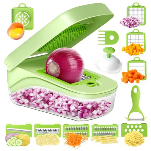 Vegetable Chopper,9 in 1 Kitchen Mandoline Food Chopper Multifunctional Vegetable Cutter Veg Onion Dicer Salad Chopper Potato Cutter with Egg Yolk Separator