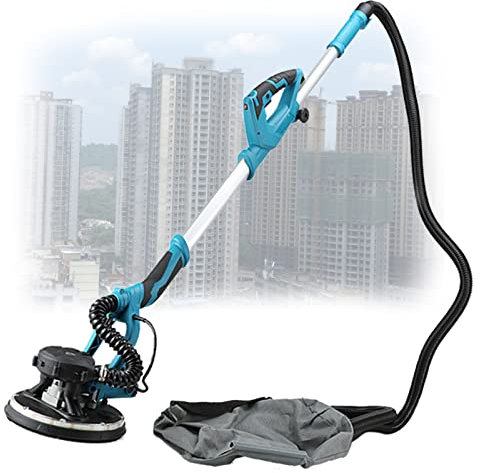 Levigatrice per cartongesso, lucidatrice elettrica a forma di giraffa da 1800 W con attacco per aspirapolvere, velocità variabile 1000-2100 giri/min, levigatrice per pareti con luce a LED, impugnatu