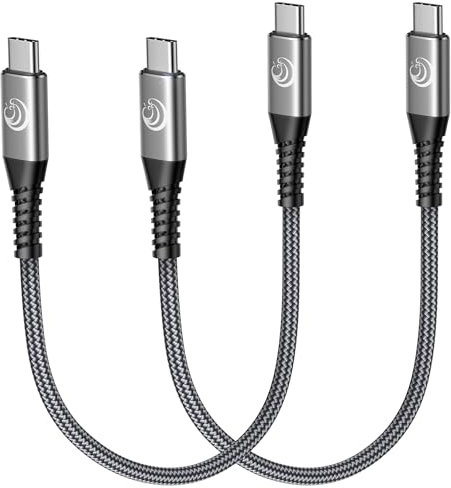USB C auf USB C Kabel Kurz [30CM 2Stück] 60W USB c Schnellladekabel Ladekabel Nylon Schnellladekabel usb C auf usb c Kabel für iPhone 16 15 Pro Max, MacBook, Samsung S24 S23 Ultra, iPad Pro Air