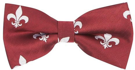 King & Priory Nœud papillon brodé fleur de lys bordeaux à chevrons, bordeaux, taille unique