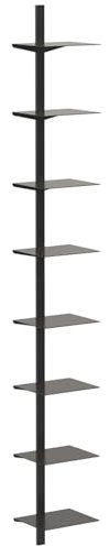 DuvinDD Libreria da parete a forma di albero, 8 ripiani, moderna libreria da appendere, set da 4, organizer da parete ed esposizione con accessori di montaggio, nero