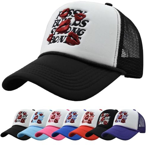 Enwokran Cappellino da Baseball Ricamato con Stampa Trucker Hat,Unisex Regolabile Anti-Sole da Baseball Sport All'aperto Hip Hop papà Posteriore Maglia Cappello (Bianco Nero)