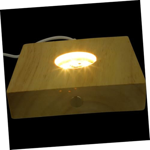 Housoutil Led-leuchtsockel Aus Holz Für Glasuntersetzer Quadratisches Beleuchtetes Wein-glassockel-nachtlicht Für Bar-dekoration