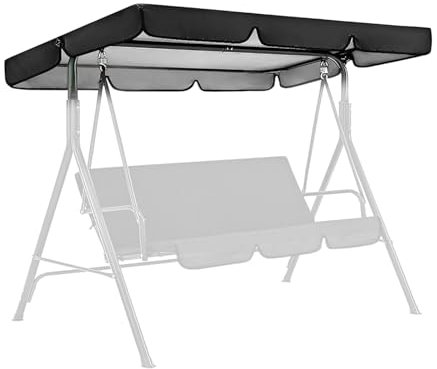 OUGPIU Hollywoodschaukel Dachbezug,249x185cm Universal Ersatzdach Gartenschaukel 3 Sitzer,210D Wasserdicht Oxford-Gewebe Sonnendach,UV-Schutz Schaukel Dach Ersatz Bezug (Schwarz)