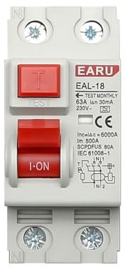 MOUKWLEK Disjoncteur électromagnétique à Courant résiduel, 2P 32A 10/30/100/300mA Type A, disjoncteur différentiel, Interrupteur de sécurité(2P 30mA,20A)