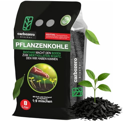 Carbozero Pflanzenkohle | Aktivierte Pflanzenkohle Bio für Garten & Terra Preta | Bodenverbesserer für Gemüse & Blumen | Schwarzerde mit Vulkanasche (8 liter)