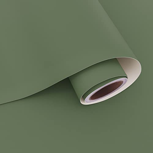 VaryPaper Matte Sage Green Self Adhesive Wallpaper 60cmx1200cm Green Vinyl Wrap for Furniture Sticky Back Plastic Fablon for Kitchen Cupboards Counter Top Vinyl Covering Bedroom Bathroom Wallpaper