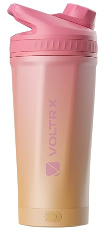 VOLTRX ChillMix Botella Shaker de Acero Inoxidable Aislado - Licuadora Eléctrica para Batidos de Proteína Cargable por USB-C, Vasos Shaker para Batidos de Proteína y Sustitutos de Comida, 16 oz