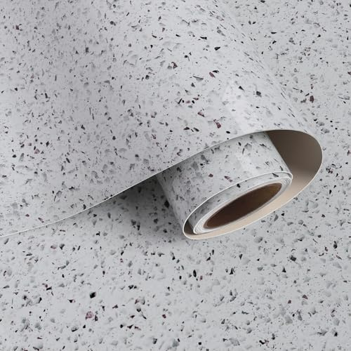 VaryPaper Klebe Tapete Selbstklebend Granit Marmor Folie Arbeitsplatte Küche 40cmx200cm Klebefolie Möbel Terrazzo Glänzend Vinyltapete Badezimmer Wasserfest Esszimmer Klebefolie Tisch Schrankfolie