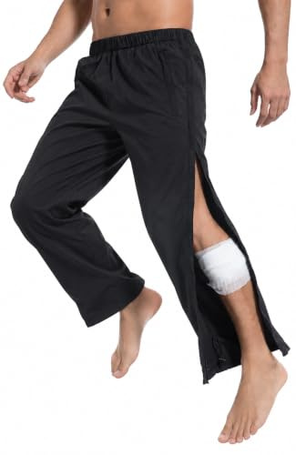 Zufuny Reha Hose Damen Herren mit Reissverschluss am Bein Jogginghose seitlich zu öffnen Sporthose Trainingshose mit durchgehendem Reissverschluss