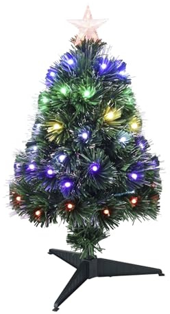 Well Home Árbol de Navidad de Fibra óptica con 60 Luces LED RGB y 8 Funciones de Color H.60cm