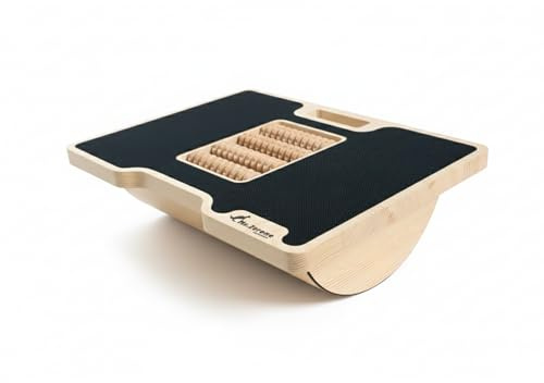 MSZERONE Repose Pied Bureau Ergonomique à Balancement Doux Surface de Massage Réflexologique Bois de Pin Massif Pliable et Portable Design Élégant Idéal pour la Maison et le Bureau