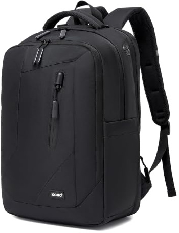 KONO Business Laptop Rucksack Herren Arbeit 15,6 Zoll, Schwarz | Separates Laptopfach, Mehrere Fächer für Organisation, Versteckte Rückentasche mit Diebstahlschutz, Leicht für unterwegs