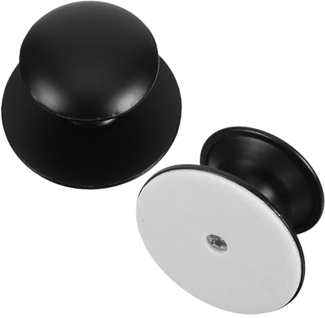 Anneome 2pcs Adhesive Cabinet Pull Handles Black Stainless Steel with Secure Grip and No-Drill Installation for Dressers and Windows, Modern Minimalist Self-Stick Knobs Suitable