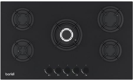 Baridi 90cm Built-In Matt Black Gas Hob, 5 Burners, Cast Iron Supports & Auto Ignition, 10.4kW – DH385