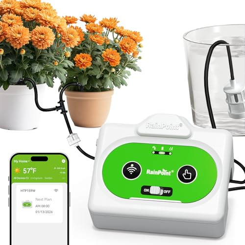 RAINPOINT Sistema de Riego Automático WIFI, Control Remoto APP, Riego por Goteo para Plantas de Interior con Ciclo y Remojo, Sistema de Riego Automático con Batería Recargable, Hasta 15 Plantas