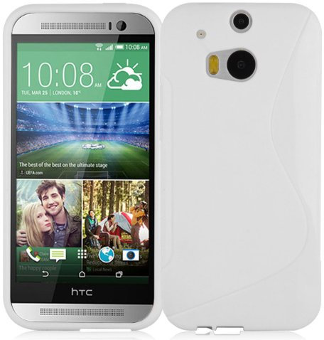 Cadorabo Hülle kompatibel mit HTC ONE M8 Schutzhülle TPU Silikon Case S-Line Design Slim Kratzfest Weiche Gummi mit Rundumschutz Case Hülle für HTC ONE M8 in Weiß