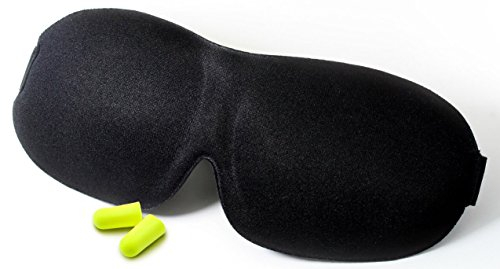 BOOLAVARD Schlafmaske - Premium Schlafbrille mit innovativ gewölbter Form für komplette Dunkelheit. Ultraleicht & individuell einstellbar. Inklusive Ohrstöpsel. Augenmaske für Mann und Frau. Ideal für Reisende und Schichtarbeiter.