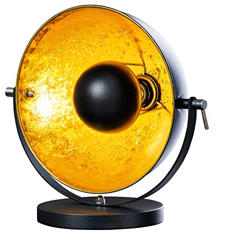 invicta INTERIOR riess-ambiente Moderne Tischlampe STUDIO 40 cm schwarz gold E27 Lampe mit Blattgold Optik Tischleuchte Studiolampe schwenkbar Wohnzimmerlampe