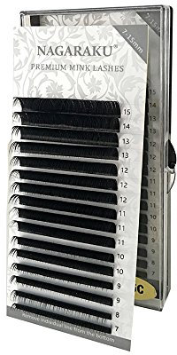 NAGARAKU Eyelash Extensions Individual Mega Volume Lashes Manual Fan 0.07mm D Curl 7-15mm Mix Tray Classic Matte Black Natural False Lash