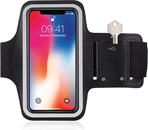 For iPhone 6 7 8 4.7 / iPhone X 10 / iPhone SE 2nd 2020 - Running Sports Armband Gyms Fitness Workout ARM Band Cover Strap (Black/Grey)