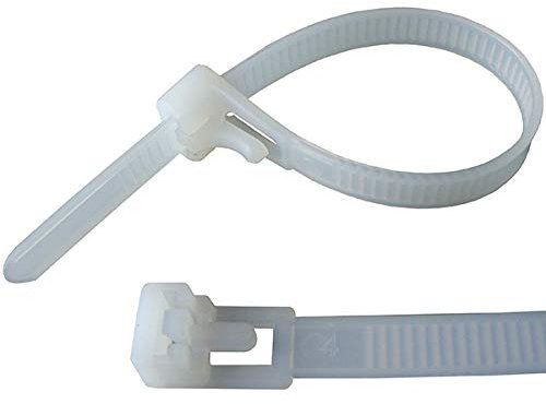 100 x Natural Releasable Cable Ties 370mm x 7.6mm Reusable Wire Tidy Zip Straps