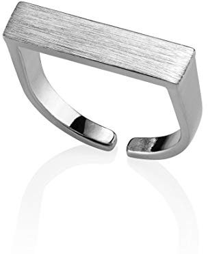 namana Einfacher Steg-Ring für Frauen, offener Silberring mit gebürstetem Finish, verstellbarer Damenring, mattes Finish silberfarben, Silber Ring für Frauen, Silberringe für Damen,