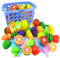 NIWWIN Play Food Set for Kids, Pretend Food Cutting Toy Vegetables and Fruits - Play Kitchen Accessories 23 Pieces,with a Toy Knife and a Beautiful Basket (Set 1)