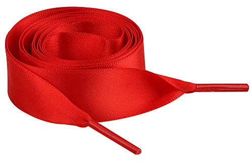 Jamron Flach Seide Satin Band Schnürsenkel 2CM Breit für Turnschuhe Ballerinas Pumps P13 Rot 120CM