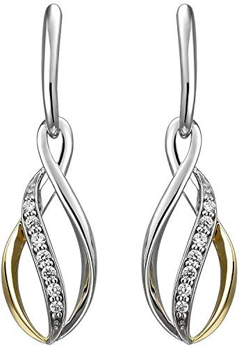 Jobo Damen-Ohrringe hängend aus 925 Sterling Silber Bicolor vergoldet mit 14 Zirkonia