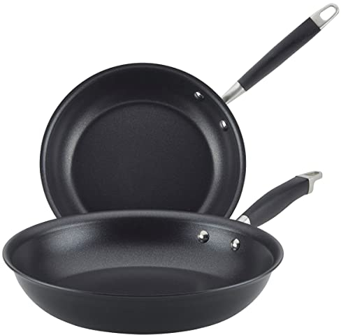 Anolon Advanced Home harteloxierte Antihaft-Bratpfannen, 26 cm & 32 cm, Onyx, 2 Stück