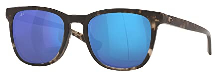 Costa Del Mar Herren Sullivan Square Sonnenbrille, Glänzender schwarzer Kelp/blau verspiegelt, polarisiert, 580 g, 52 mm