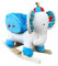 The Rocking Horse Co Balancín Elefante - Blanco/Azul - Peluche Acabado - Completo con Sonidos - Encendido Madera Maciza Rockers