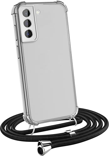 MyGadget Coque Cordon pour Samsung Galaxy S21 - Cover Bumper Silicone Transparent avec Collier - Case Tour de Cou - Protection Anti Choc - Lanière Noir