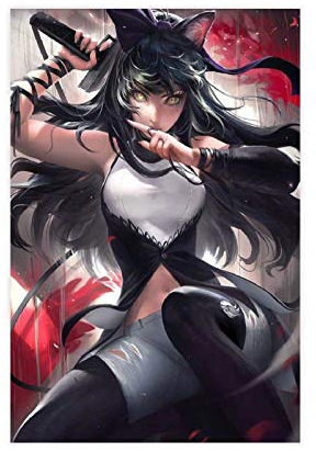 RWBY Blake Belladonna Anime-Poster auf Leinwand, Wandkunst, Dekordruck, Gemälde für Wohnzimmer, Schlafzimmer, Dekoration, 30 x 45 cm, ohne Rahmen, RWBY Blake Belladonna Anime1